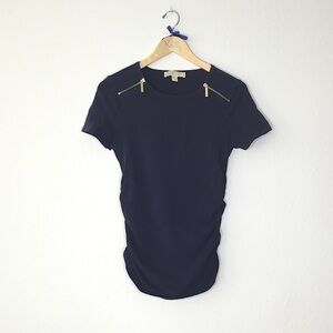 Michael Kors Ruched Blue Top